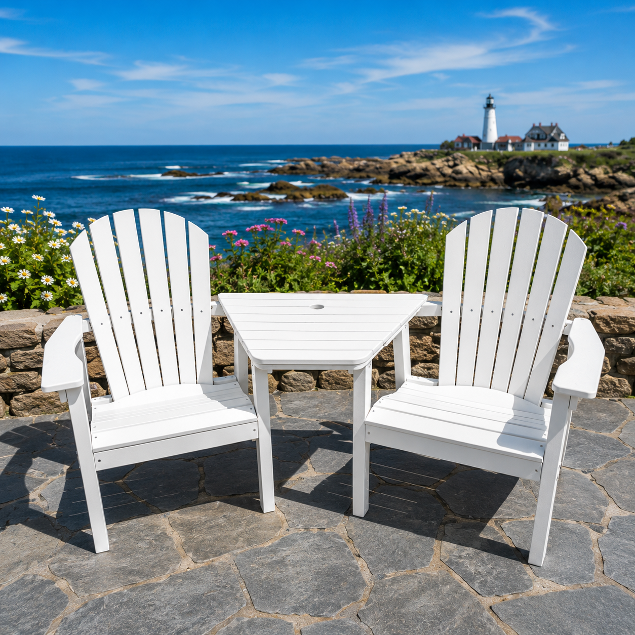 Tête-À-Tête Seating Set with Adirondack Shellback Dining Chairs