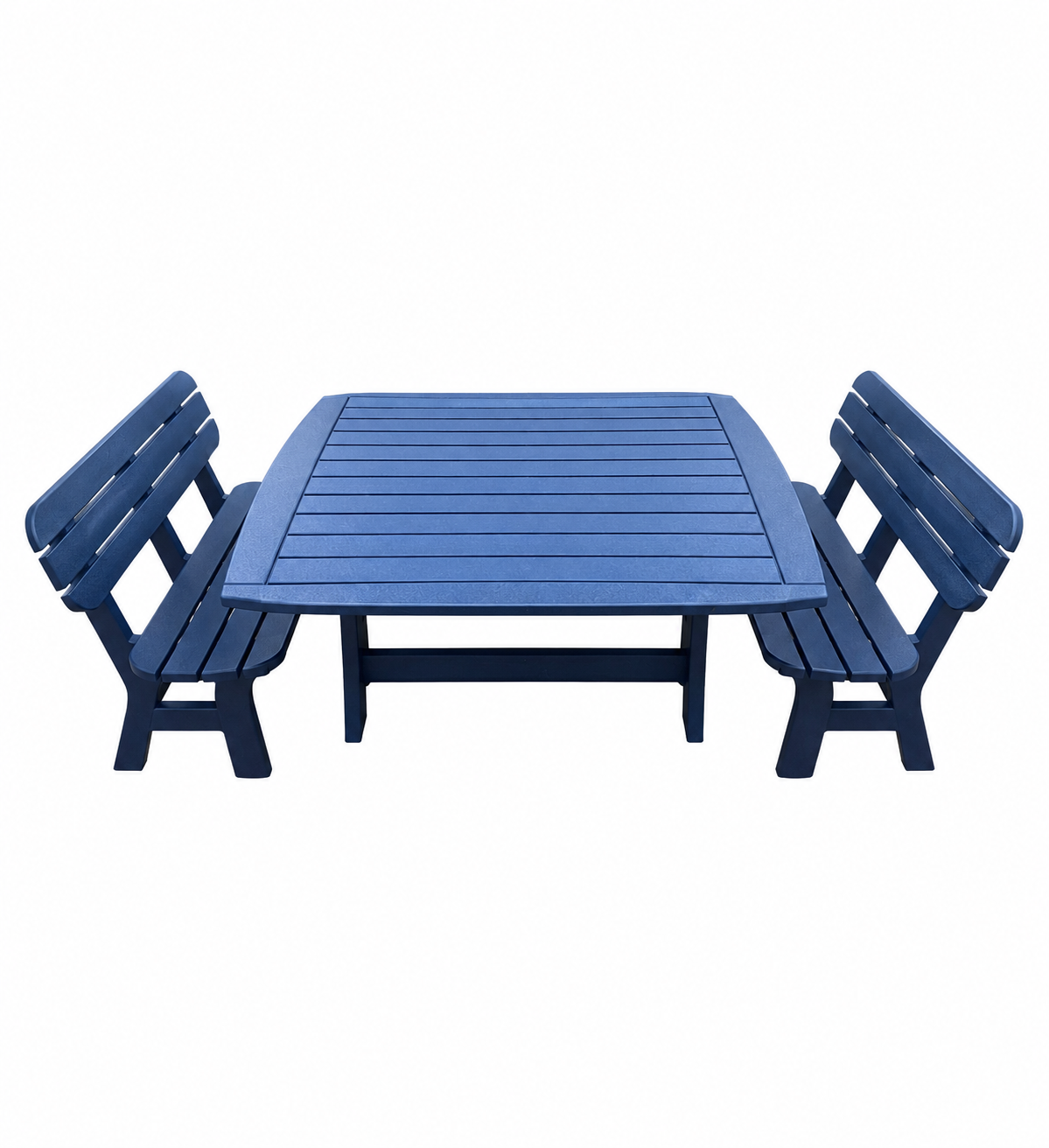56 x 56 Inch Square Seaside Casual Portsmouth Dining Table Seating Set with 2 Portsmouth 4' Benches
